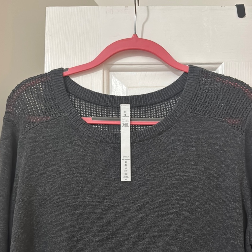 Lululemon Athletica Black Knit Top with Mesh Detail